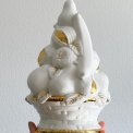 Fruit basket, white faience with gold