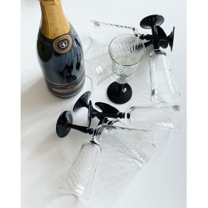 Luminarc, champagne on black foot with swirl, 10 pieces together