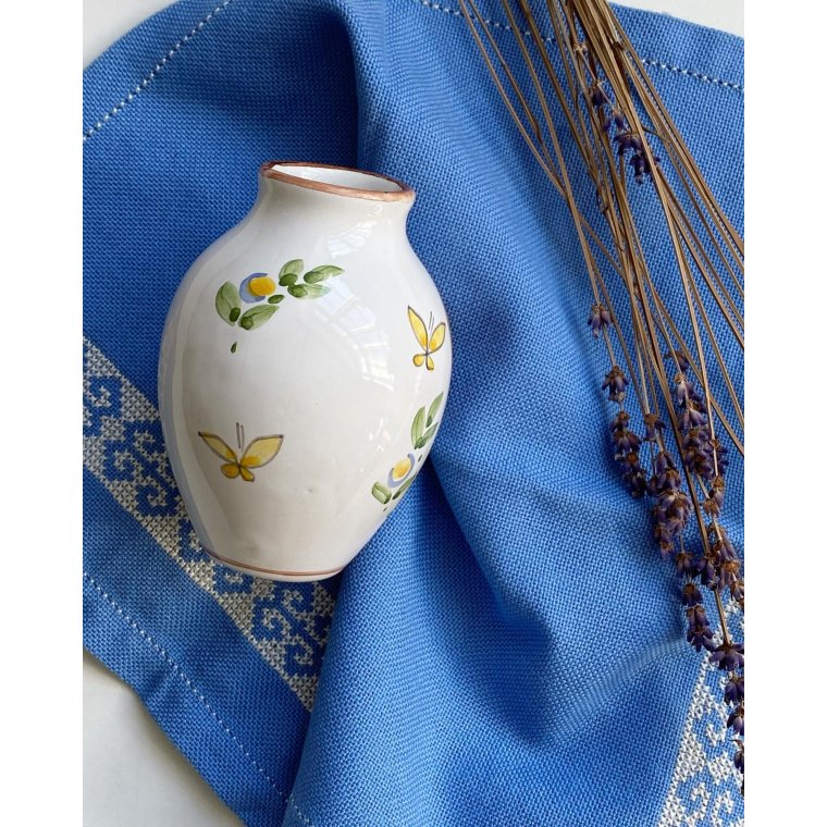 Lille keramikvase m fugl og blomster