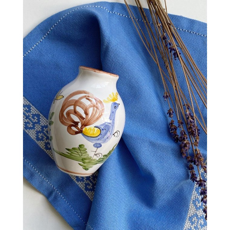 Lille keramikvase m fugl og blomster