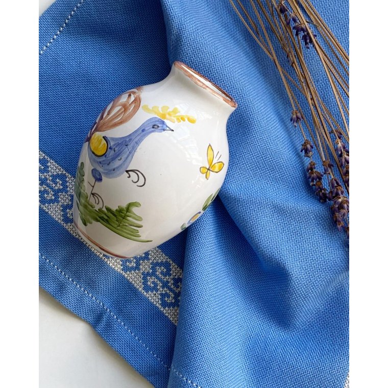 Lille keramikvase m fugl og blomster