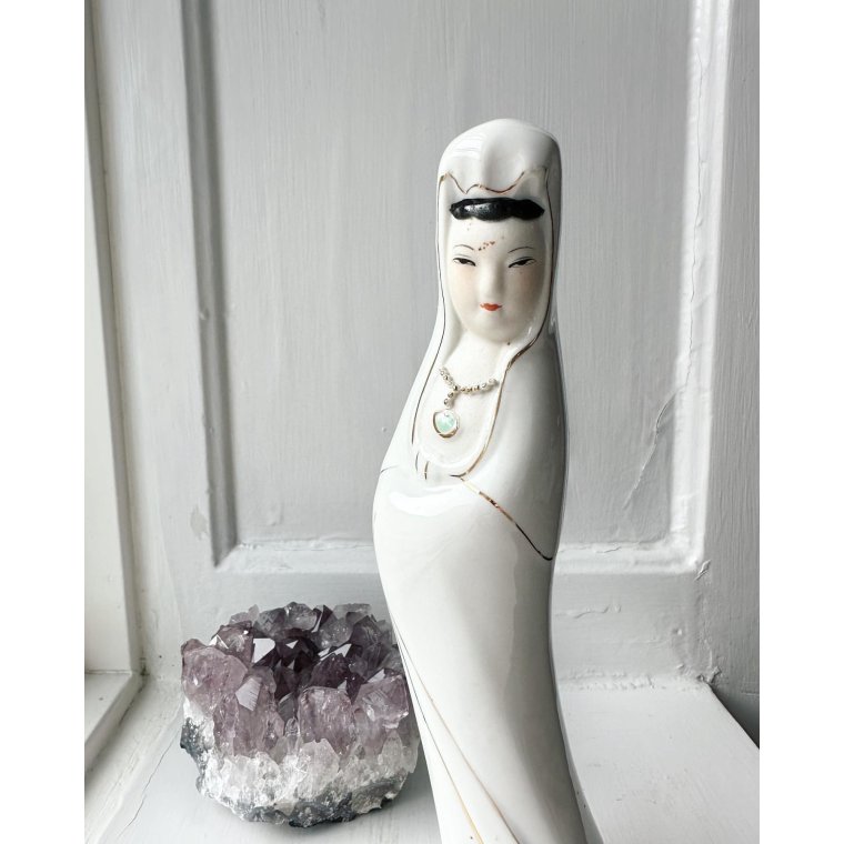 Woman in white dress, porcelain figurine