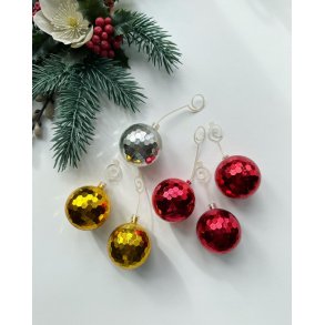 Retro disco Christmas balls, 6 pieces in total