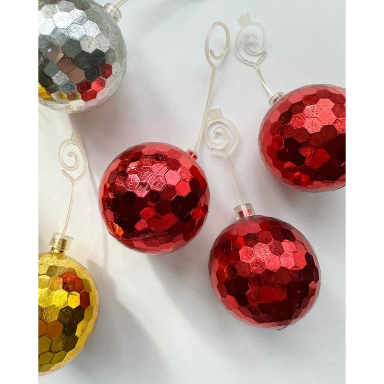 Retro disco Christmas balls, 6 pieces in total