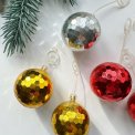 Retro disco Christmas balls, 6 pieces in total