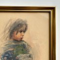Child in gold frame, dark hair