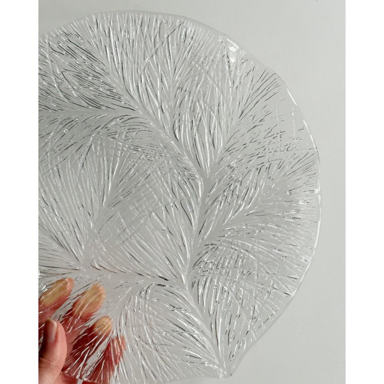 Glass dish with fir embossing