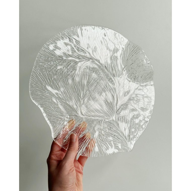 Glass dish with fir embossing