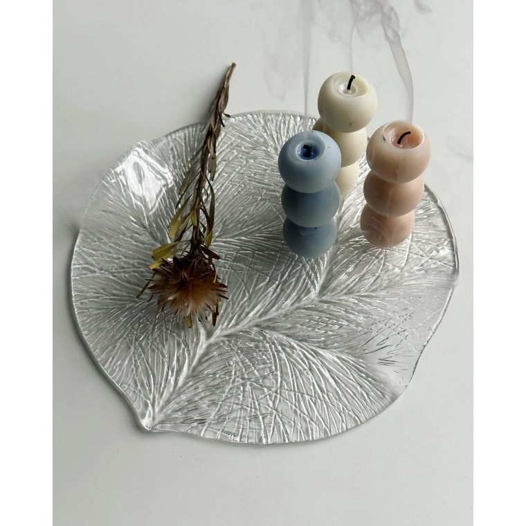 Glass dish with fir embossing