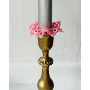 Pearl-sewn candle wreath, pink/soap bubble