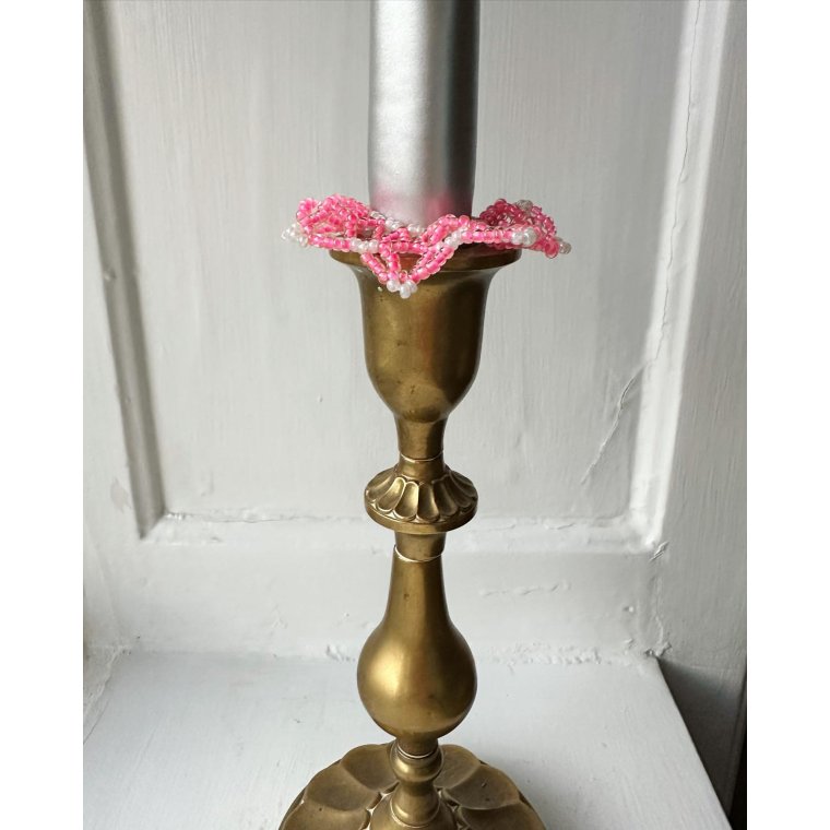 Perlesyet lysekrans, pink/sbeboble