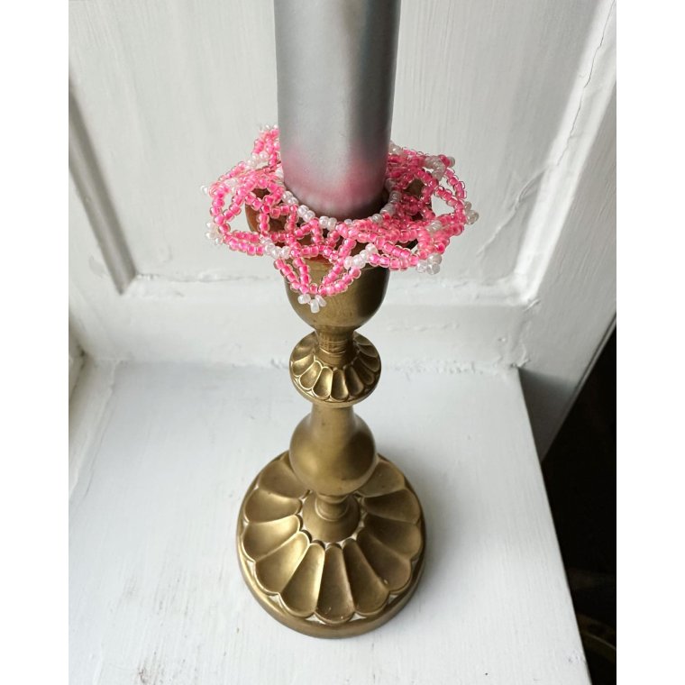 Perlesyet lysekrans, pink/sbeboble