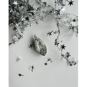 Vintage Christmas ball, semi-transparent lantern, silver