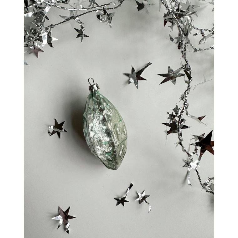 Vintage julekugle, semitransparent lanterne, grnlig slv