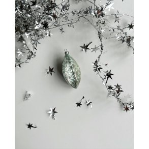 Vintage Christmas ball, semi-transparent lantern, greenish silver
