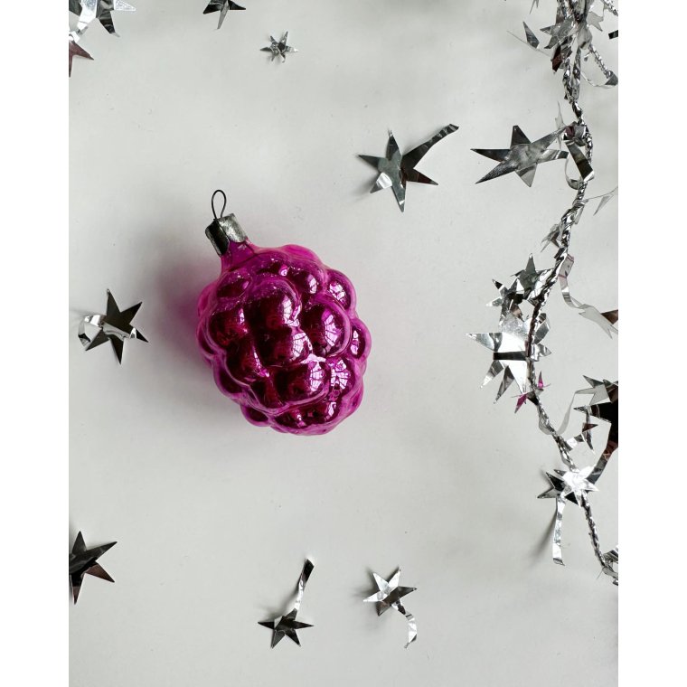 Vintage julekugle, semitransparent drue, pink