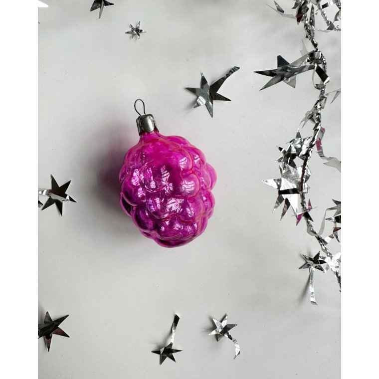 Vintage julekugle, semitransparent drue, pink