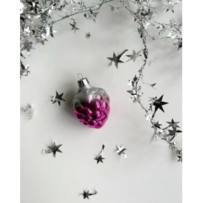 Vintage Christmas ornament, pink grapes w silver top
