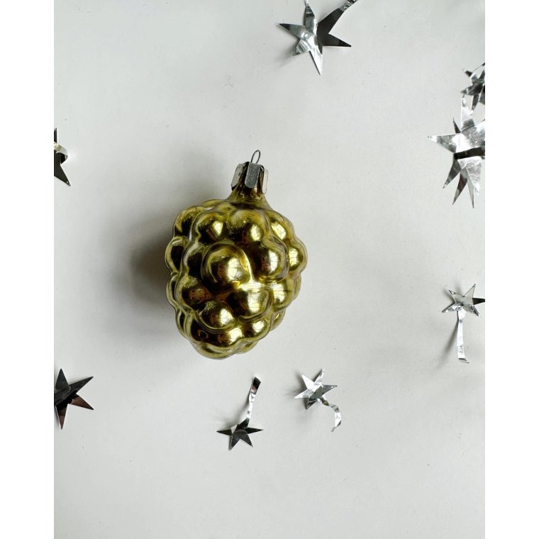 Vintage julekugle, grnlig gylden drue