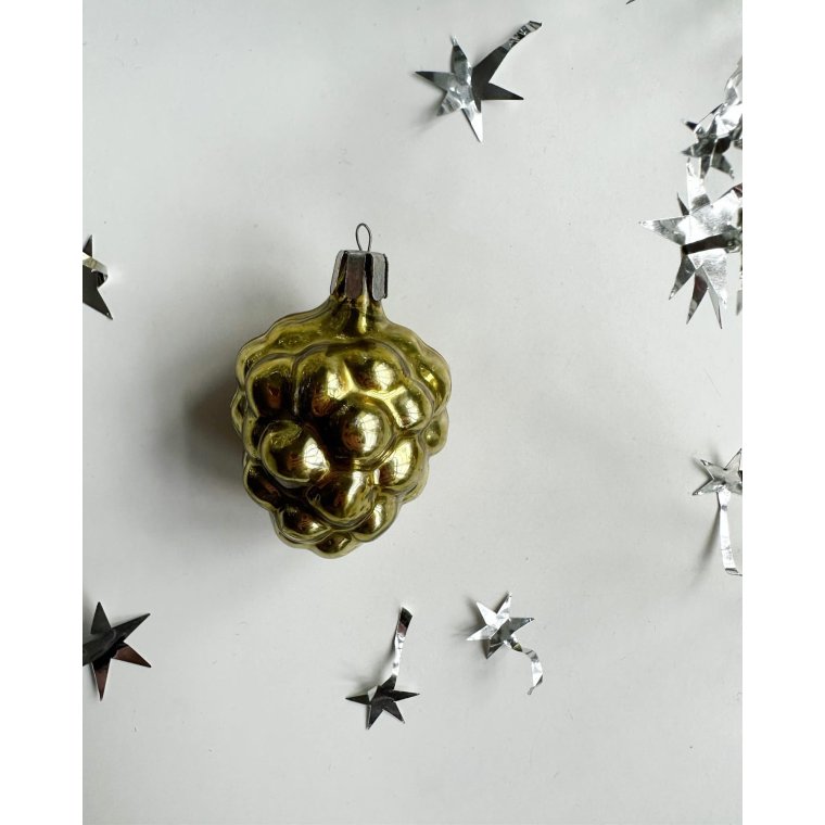Vintage julekugle, grnlig gylden drue