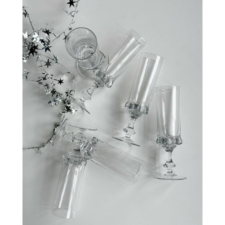 Champagnefljter af krystal, 6 stk samlet