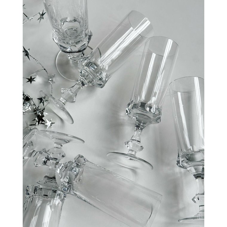 Champagnefljter af krystal, 6 stk samlet