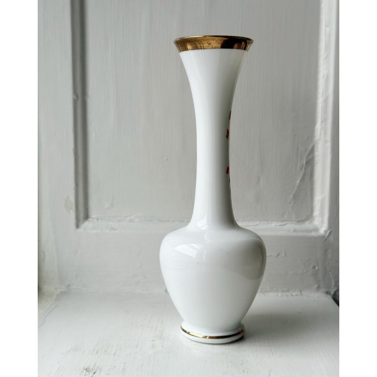 Opaline glass with flowers and gold, small scratch