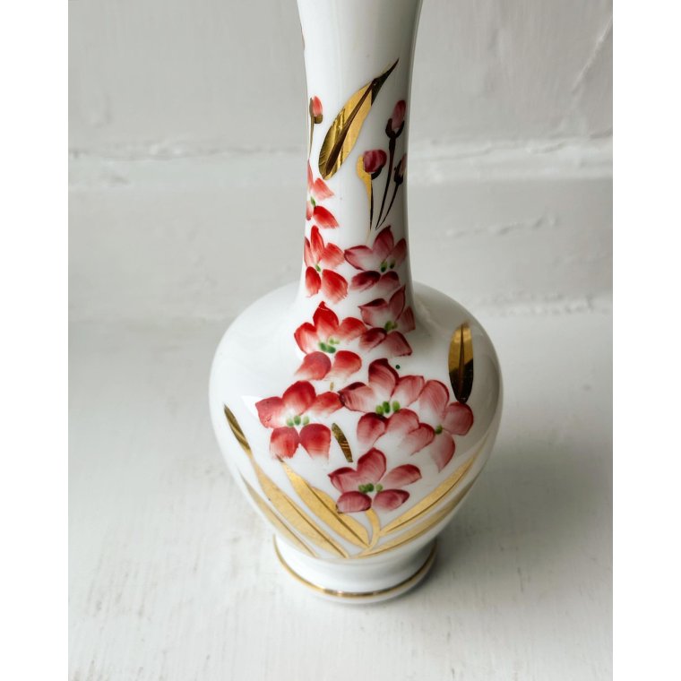 Opaline glass with flowers and gold, small scratch