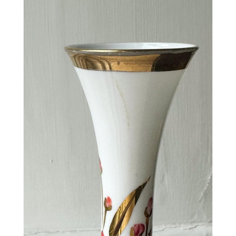 Opaline glass with flowers and gold, small scratch