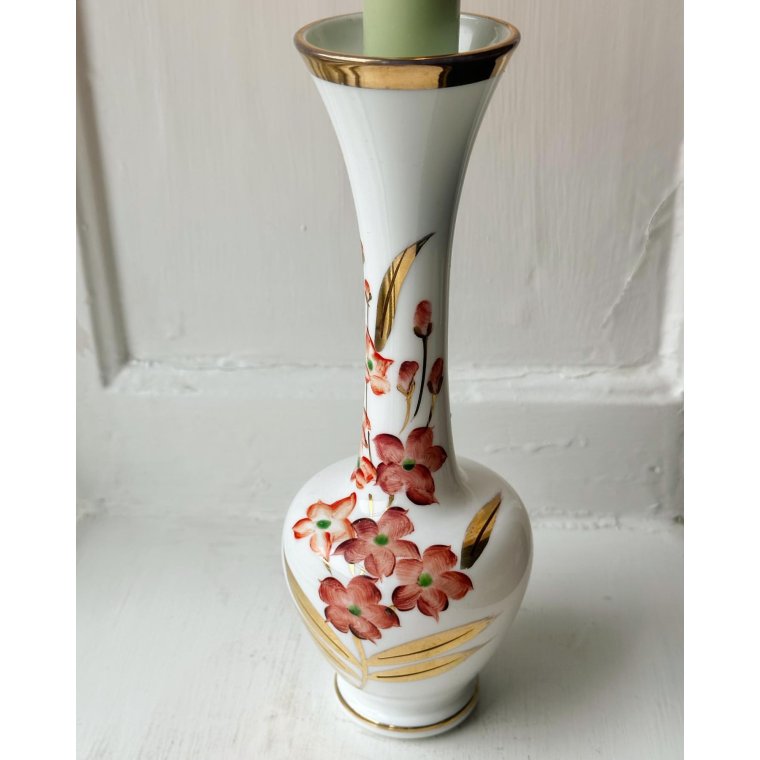 Opaline glass with flowers and gold