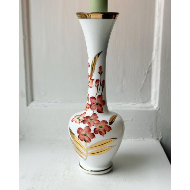 Opaline glass with flowers and gold