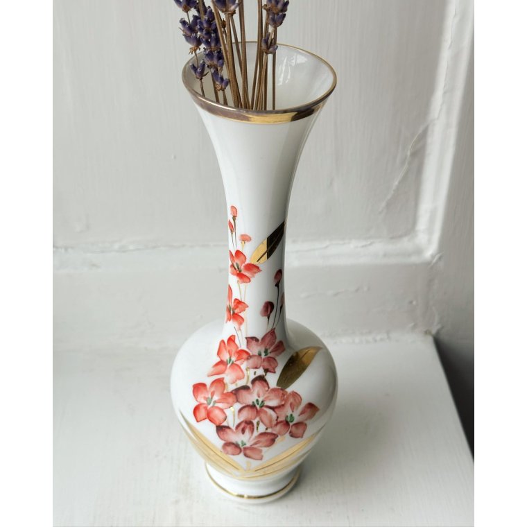 Opalineglas m blomster og guld