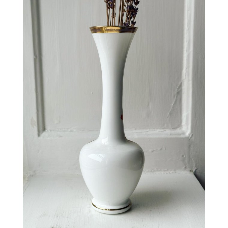 Opalineglas m blomster og guld