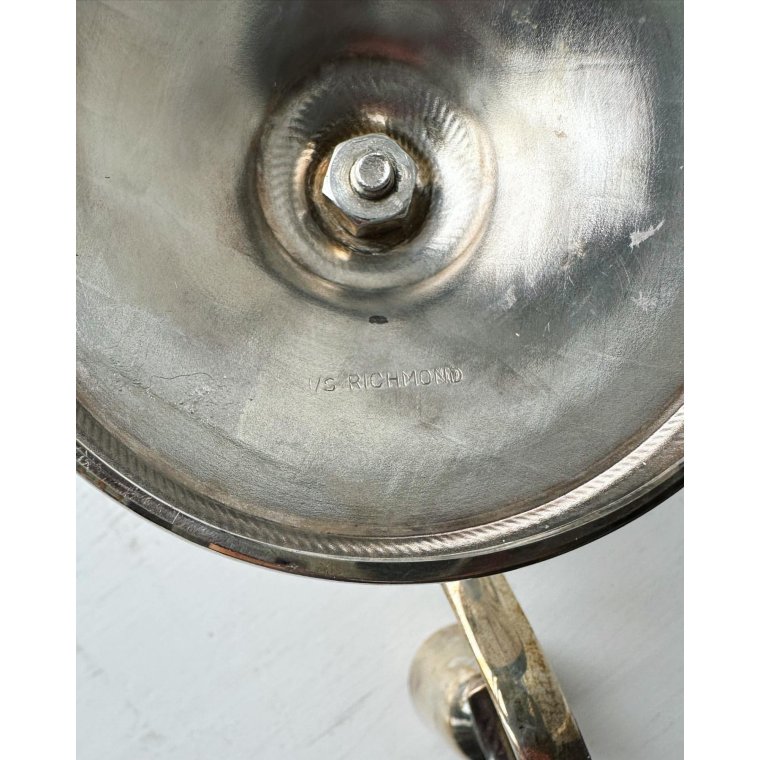 Three-armed silver-plated candlestick with bakelite