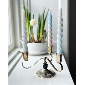 Three-armed silver-plated candlestick with bakelite