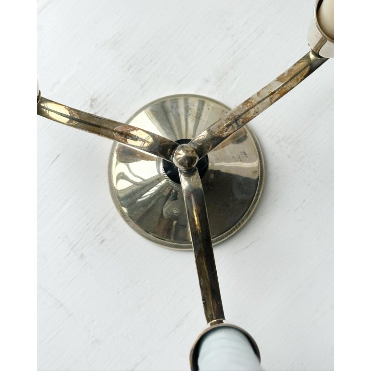 Three-armed silver-plated candlestick with bakelite