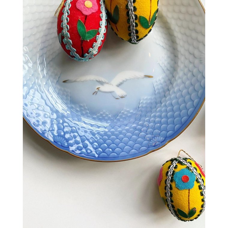 Farverige g m filtdekoration, 5 stk samlet