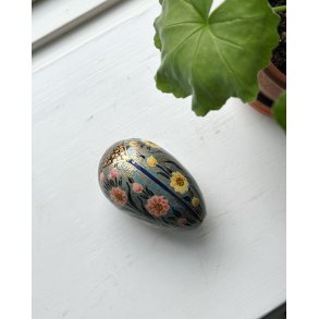 Bemalet g, bl m guld og blomster