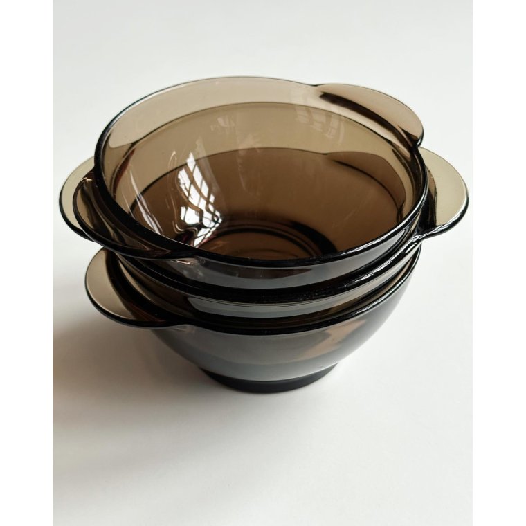 Duralex, smoke-colored glass with ears