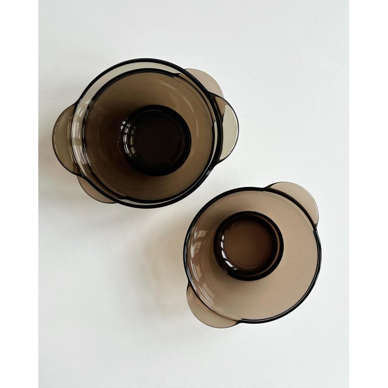 Duralex, smoke-colored glass with ears