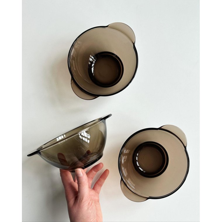 Duralex, smoke-colored glass with ears