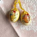 Hand-painted eggs with yellow ribbon, 2 pieces in total