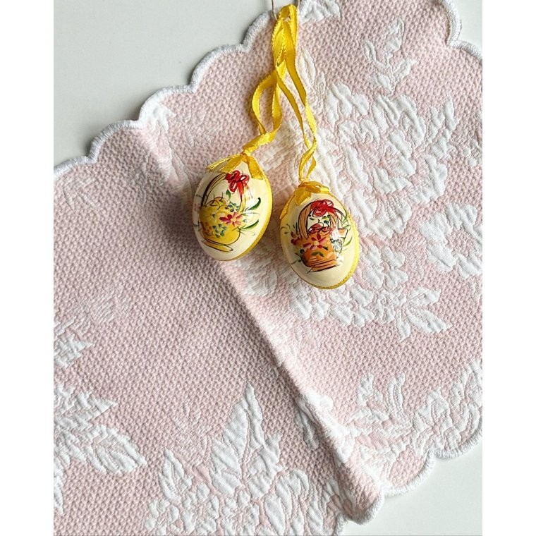 Hand-painted eggs with yellow ribbon, 2 pieces in total