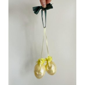 Iridescent eggs, yellow with flowers, 2 pieces in total