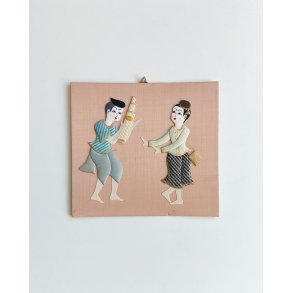 Fabric picture, salmon-colored