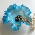 Blue lace dish with decoration, NB