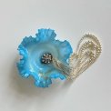 Blue lace dish with decoration, NB