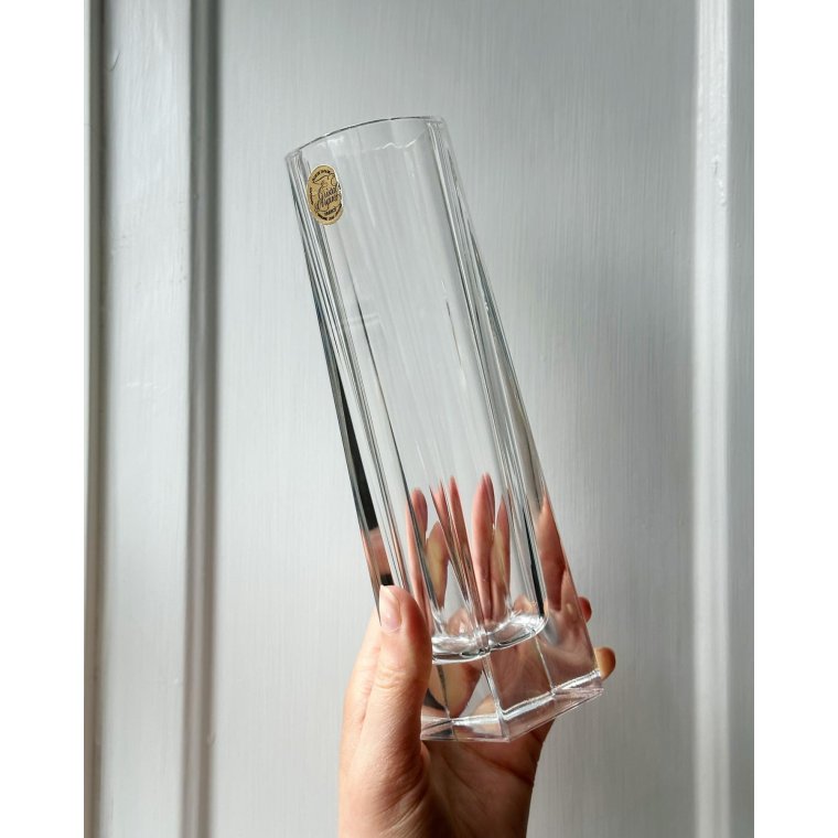 Cristal d'Arques, faceted crystal vase, France, NB