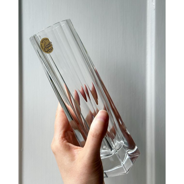 Cristal d'Arques, faceted crystal vase, France, NB