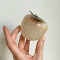 Apple figure, white onyx with metal leaf